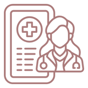 line icon of telemedicine visit with female practitioner